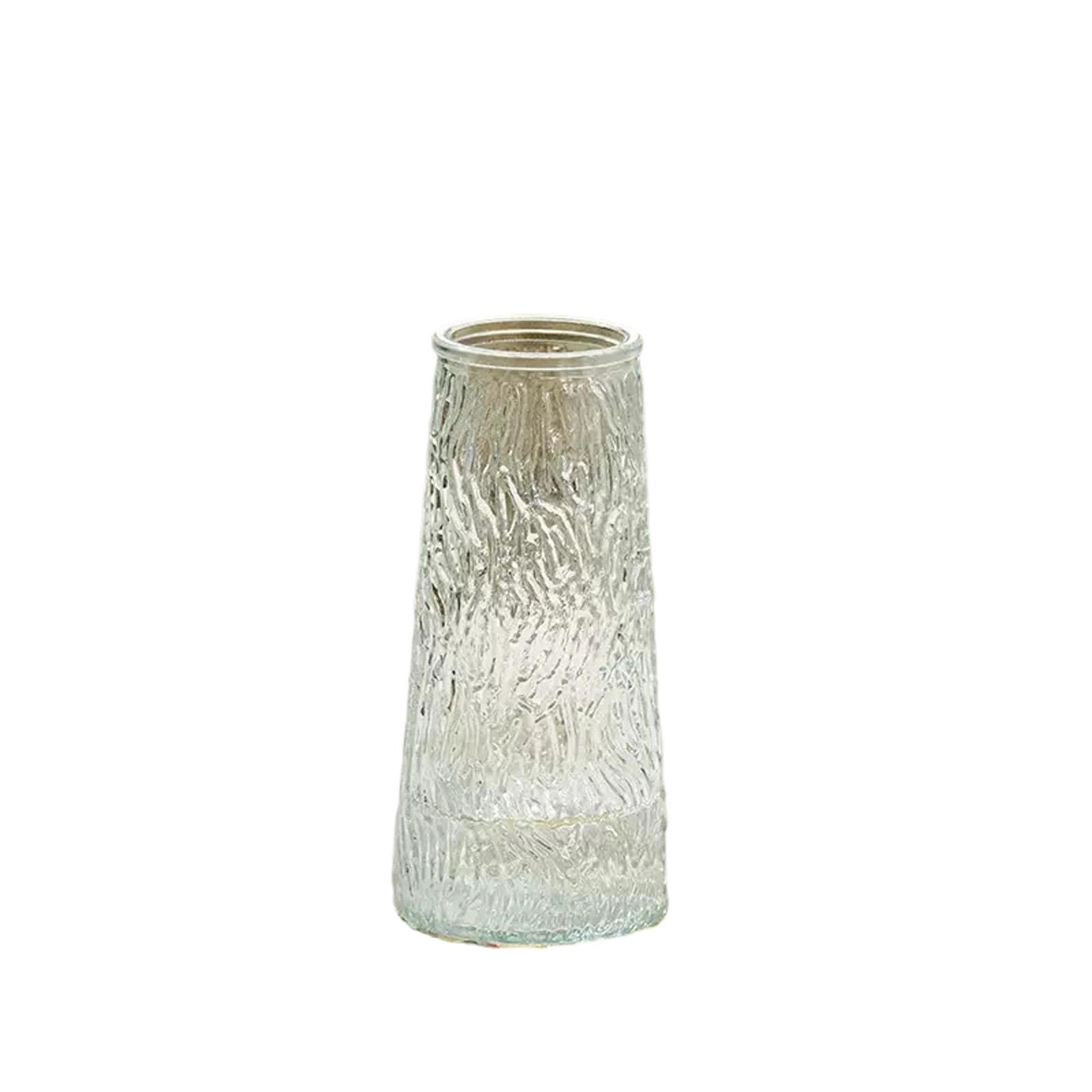 Minimalist Frosted Glacier Glass Vase Textured Surface Decorative Tall Cylinder Shape Home Tabletop Ornament One Size