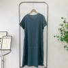 Cotton and Linen Dress Women's Inventory 2025 New Arrival Summer Linen Short Sleeve Mid Length Long Length Skirt Pure Color Temperament Dress