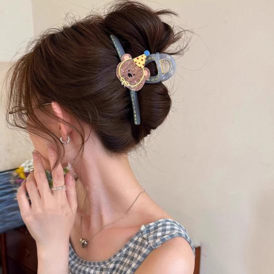 Hair Claw Cartoon Dog Design No Pressure Strong Grip Hair Clip
