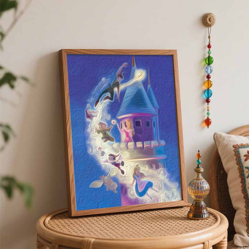 Disney Cartoon Characters Castle Oil Painting Art Set Handmade Diy Gift Home Decoration