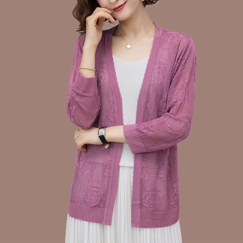 Summer Women's Thin Knitted Cardigan Open Front Shawl Jacket Sun Protection Top