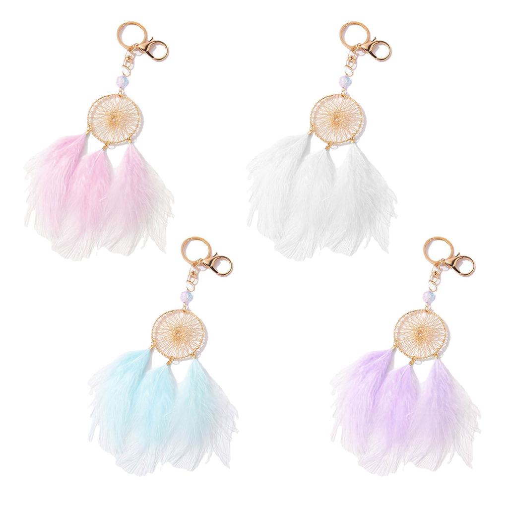 Feather Dream Catcher Charm Keychains Fashion Pendant Car Keyring Backpack Decoration Fashion Jewelry for Women Girls