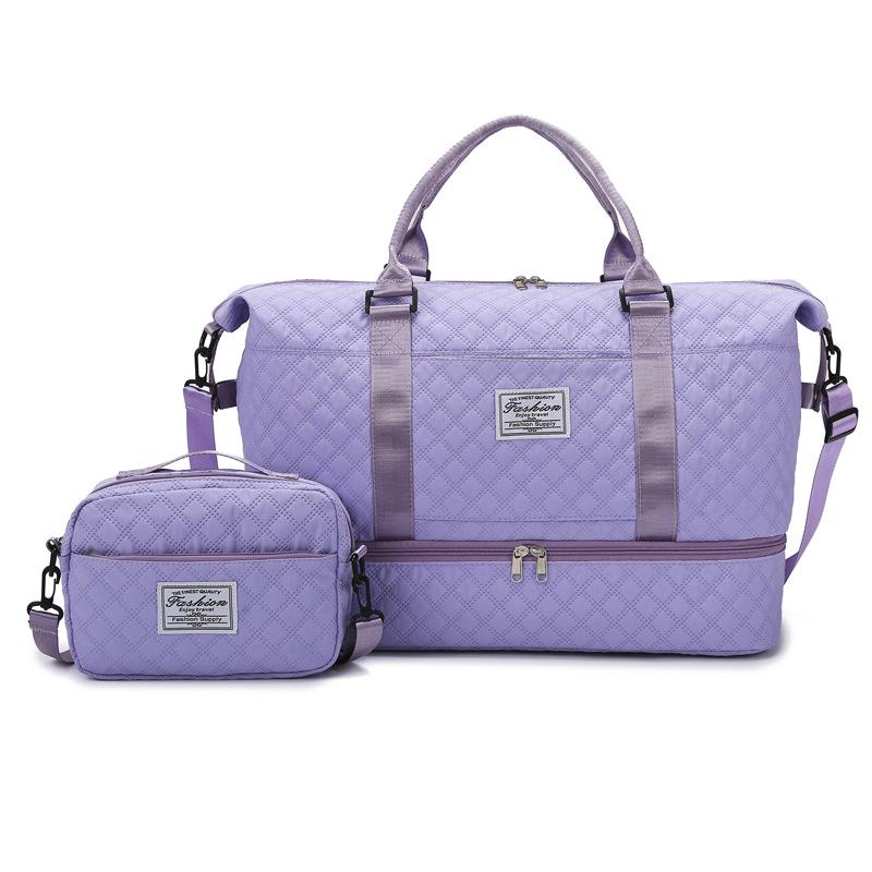 Spacious Handheld Travel Bag with Shoe Compartment, Wet/Dry Separation, Stylish Fitness and Yoga Bag, Attach to Luggage Handle bianco