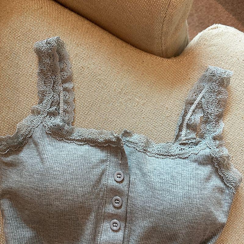 Women's Summer Lace Camisole Tank with Built-in Bra Pads