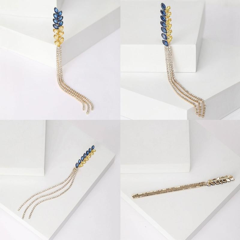 Elegant Wheat Sheaf Brooch Pin Exquisite Wheat Ear Lapel Pin Embellished with Sparkling Stones for Women Girls