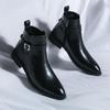 Stivaletti alla caviglia da uomo nuovi di alta qualità con cerniera laterale marroni neri classici business casual moda festa personalità fibbia scarpa da uomo
