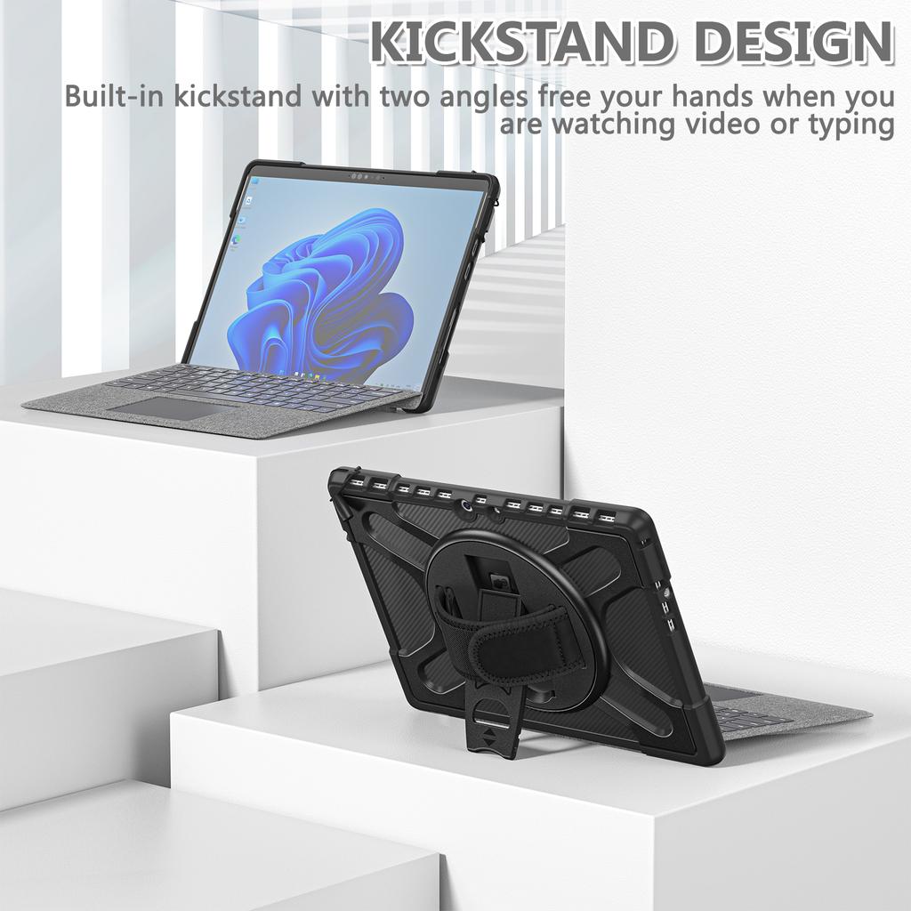 For Microsoft Surface Pro 11 10 9 8 7 6 5 4 for Surface GO 1 2 3 4 Rugged Protective Case Reinforced Corners Case with Holder