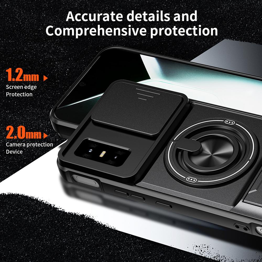 KEYSION Magnetic Phone Case for Infinix GT 30 30 Pro 5G Slide Camera Protection Upright Kickstand 360 Ring Shockproof Back Cover
