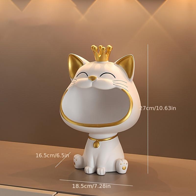 Lucky Cat Statue Sculpture Table Decoration Miniature Figurine Sundries Storage Box Modern Living Room Desk Home Decor Ornaments