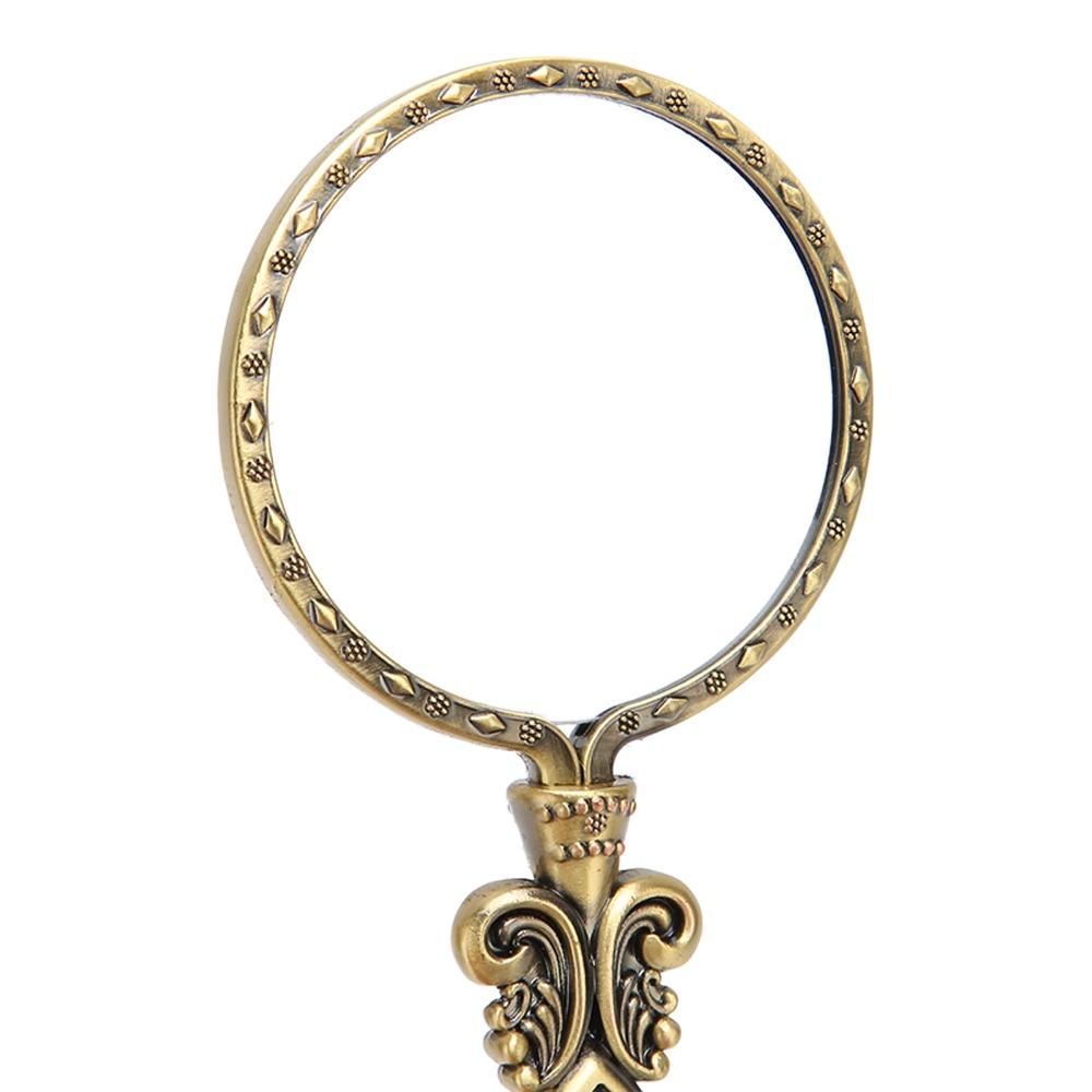 Bronze Finish Retro Magnifying Glass Alloy Material Slipless Handle Handheld Magnifying Glass Antique Gold Portable Magnifier