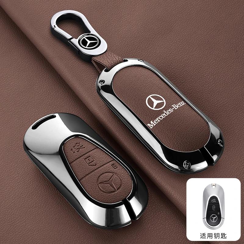 GLC GLB Zinc Alloy Leather Car Remote Key Case Fob Cover Chain For Mercedes Benz 2022 C S Class W206 W223 S350 C260 C300 S400 S