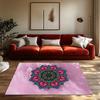 Stylish Pink Abstract Area Rug Modern Non-Slip Floor Mat Home Decor Living Room Bedroom Carpet Bohemian Chic Accent Rug Soft Plu
