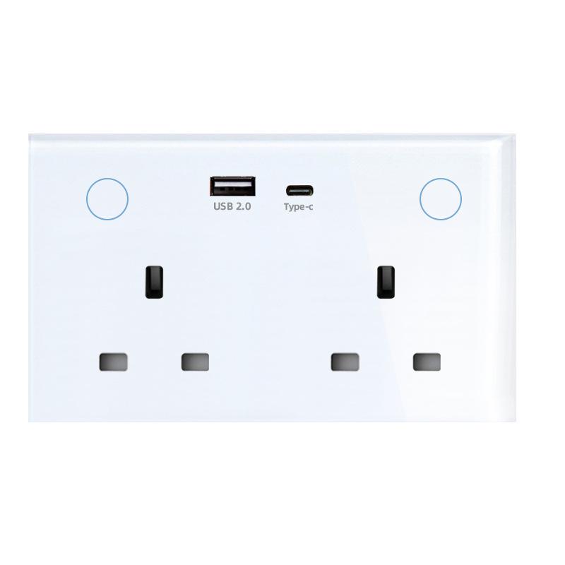 Graffiti Zigbee Smarte Steckdose 147 UK - Schnelles Laden USB+C, Alexa Sprachsteuerung, Gehärtetes Glas