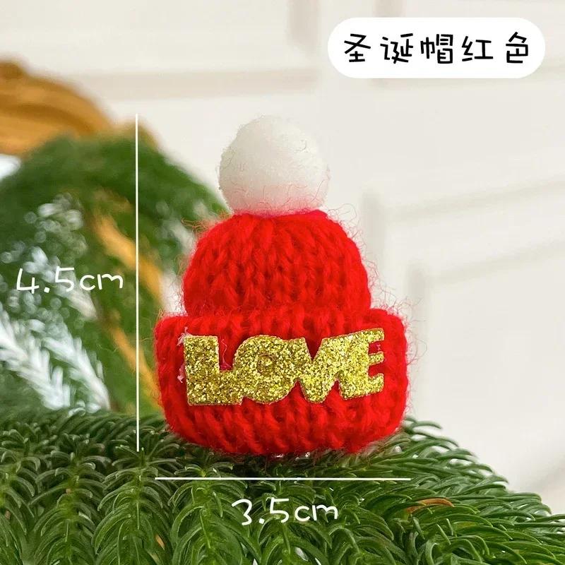 Cute Small Christmas Hat Knitted Wool Hat Cute Mini Finger Set Xmas Tree Ornaments Decoration Supplies