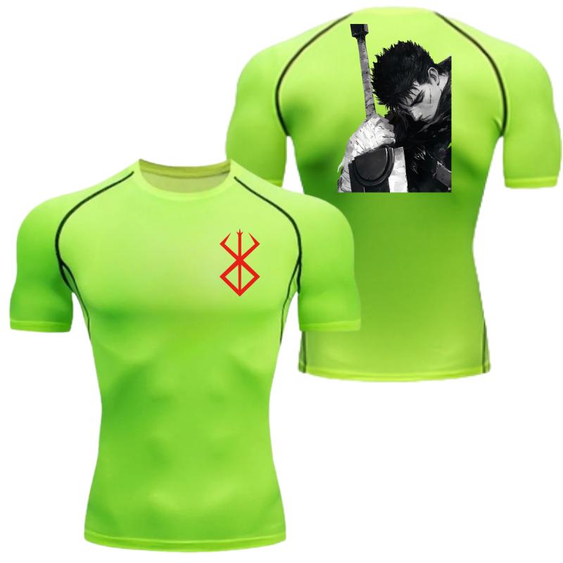 Men Compression Shirt for Workout Quick Dry Guts Print Top Breathable, Sweat Absorbing Tight Fit Fitness T-Shirt SweatResistant