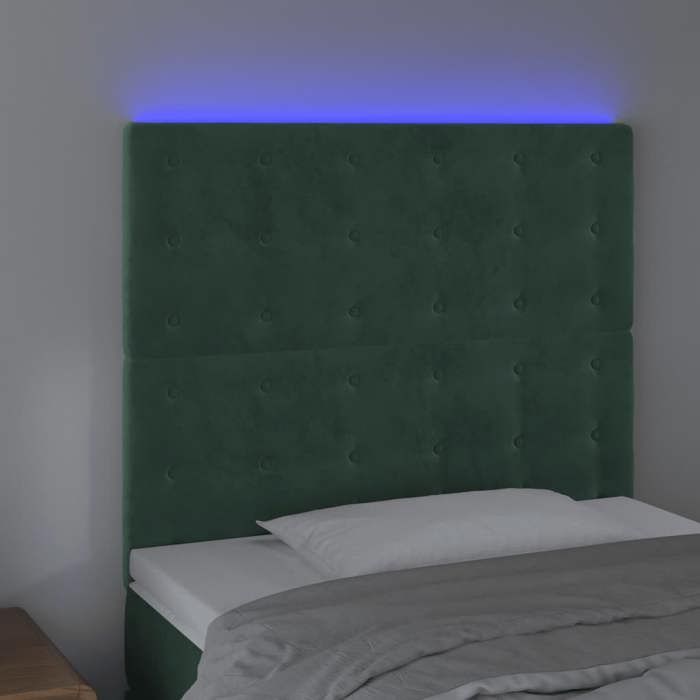 VidaXL LED Headboard Bedroom Furniture Single Bed Accessory Headboard Bed Frame Interior Dark Green 3122903