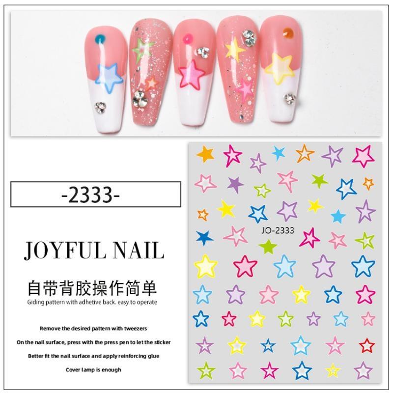 3pcs 3D Nail Art Stickers Colours Stickers for Nail Art Decoration