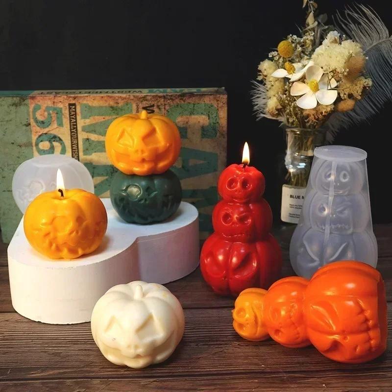Halloween Creative Pumpkin Candle Mold Christmas Gift Candle Soap Making Mold Kitchen Cake Chocolate Baking Mold Handmade DIY