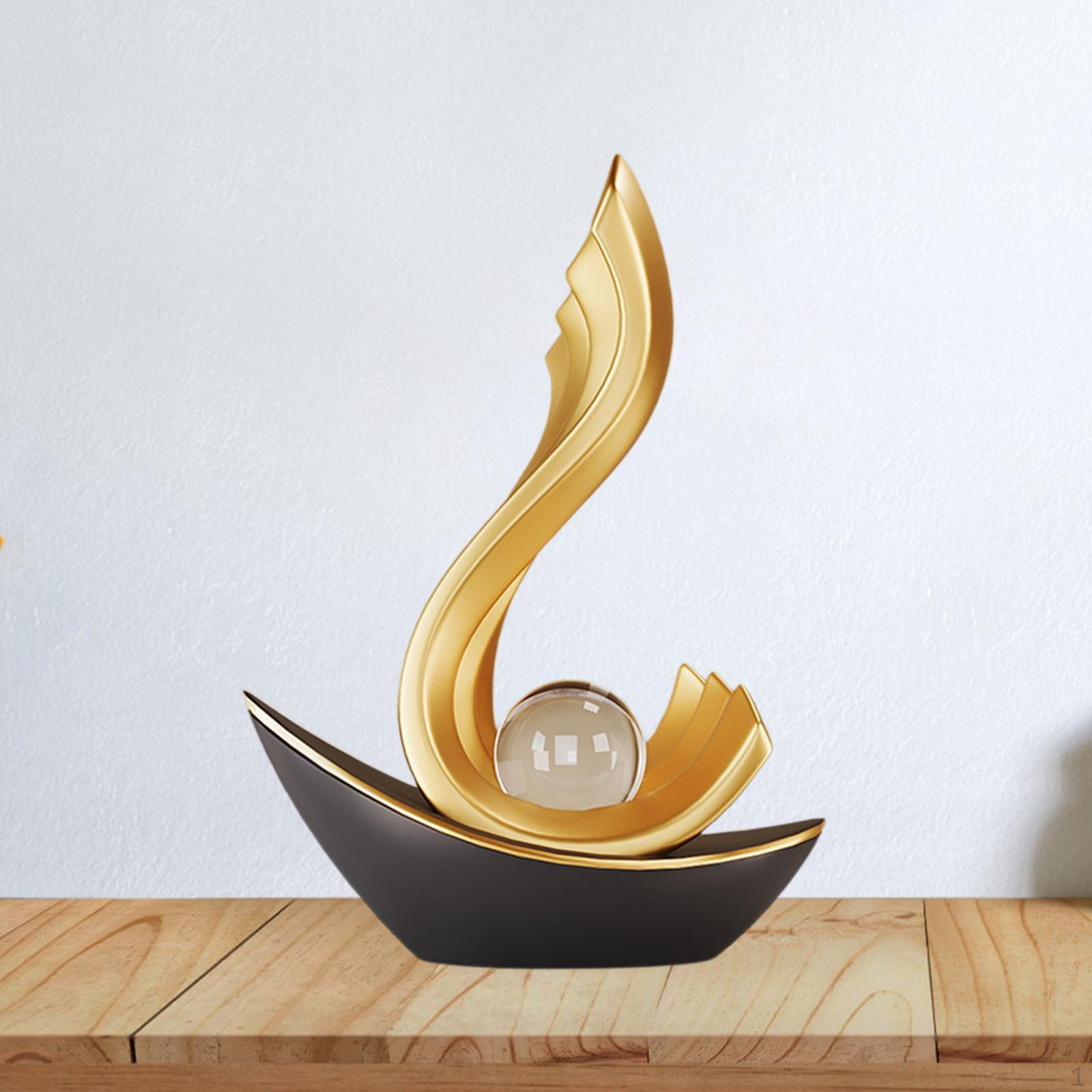 

Художественная статуя лодки для украшения гостиной и подарка Black 18.5x8x24cm
