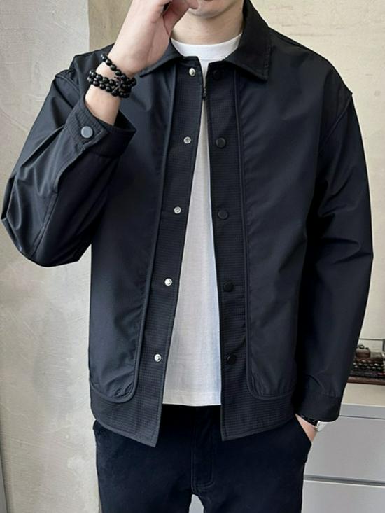 2025 Men's Casual Street Style Jacket - Trendy Lapel, High-End Workwear for Spring & Autumn