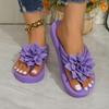 Women's Plus Size Flower Thong Flip-Flops - Unisex Summer Couple's Flat Sandals