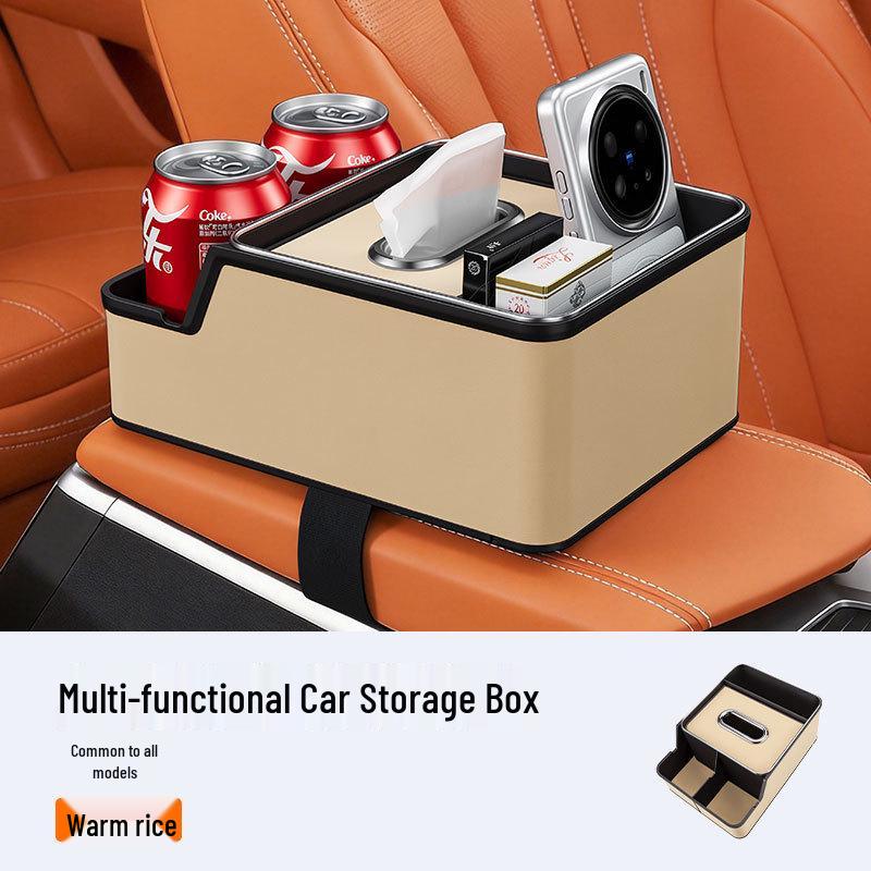 Compatible Tissue Box and Cup Holder for Zeekr Models X007, 001, 009, 7X, 8X, 9X, MIX - Car Armrest Storage Solution