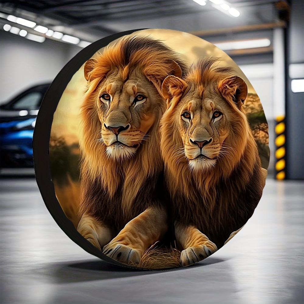 1pc, Universal Spare Tire Covers Featuring Lions, Made Of 100% Polyester, Non-Electric, Perfect As New Year Gifts, Ideal For Out
