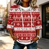 Women's Casual 3/4 Sleeve Hooded T-Shirt with Christmas Print