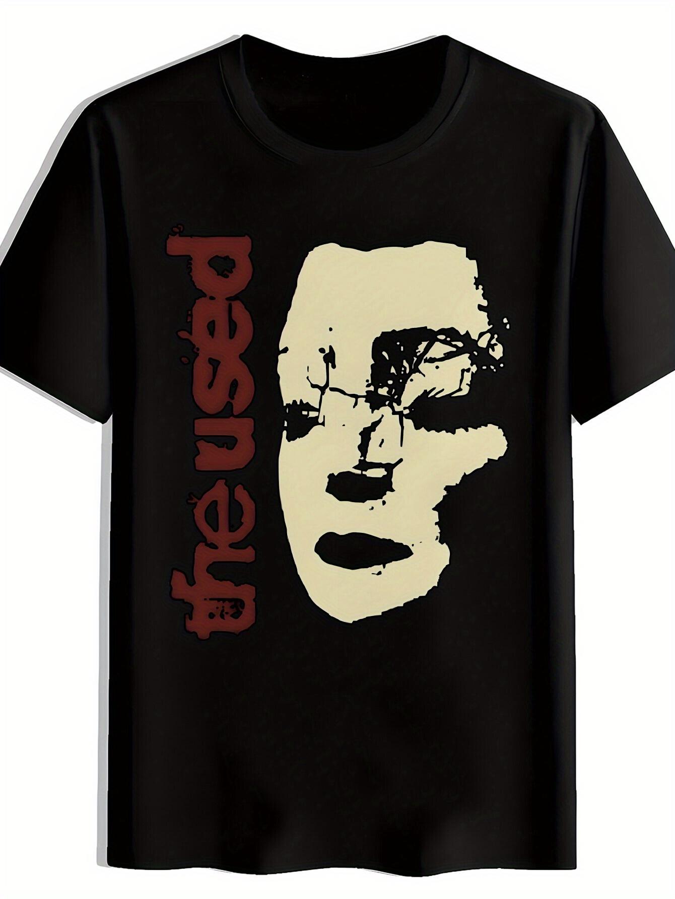 

Black T-shirt with The Used Graphic Print - Distressed Face Design XL