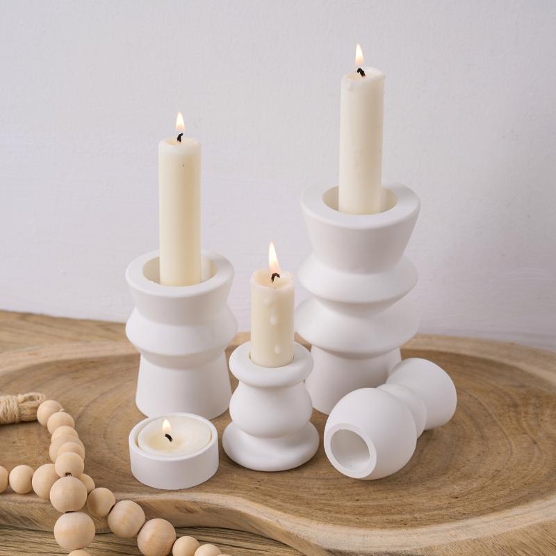 Roman Pillar Candle Holder Silicone Molds Nordics Style Candlestick Molds Plasters Casting Molds Table Decorations