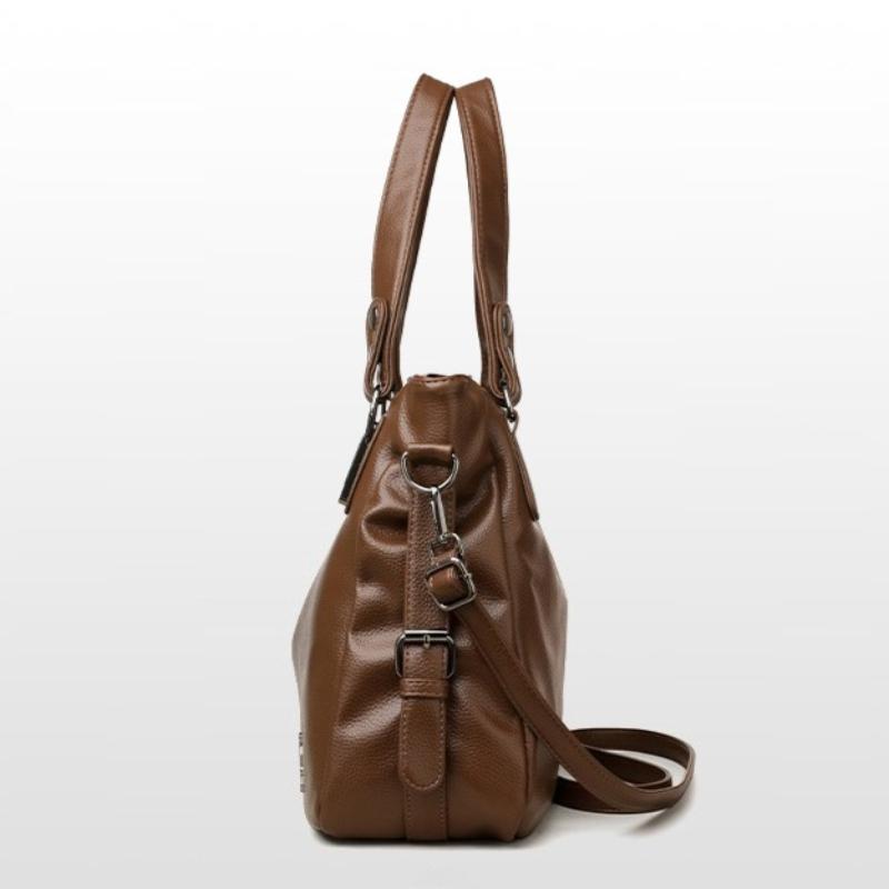Elegant Vintage PU Leather Handbag for Women Large Capacity Shoulder Bag Top Handles & Detachable Shoulder Strap Simple Daily Bag Ladies Holiday Gifts