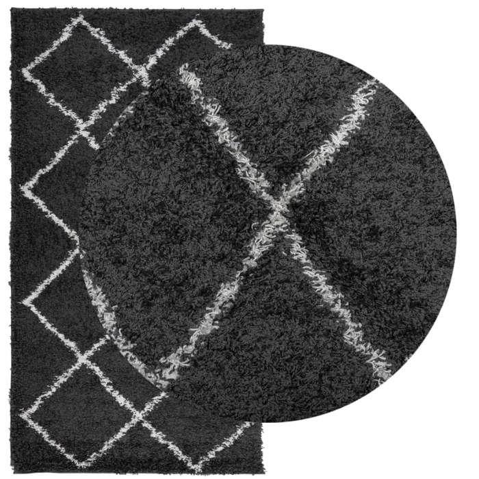 VidaXL Tapis Shaggy à Poils Longs, Moquette de Sol, Tapis de Zone, Carpette de Salon Salle de Séjour Chambre, Moderne, Noir 375404