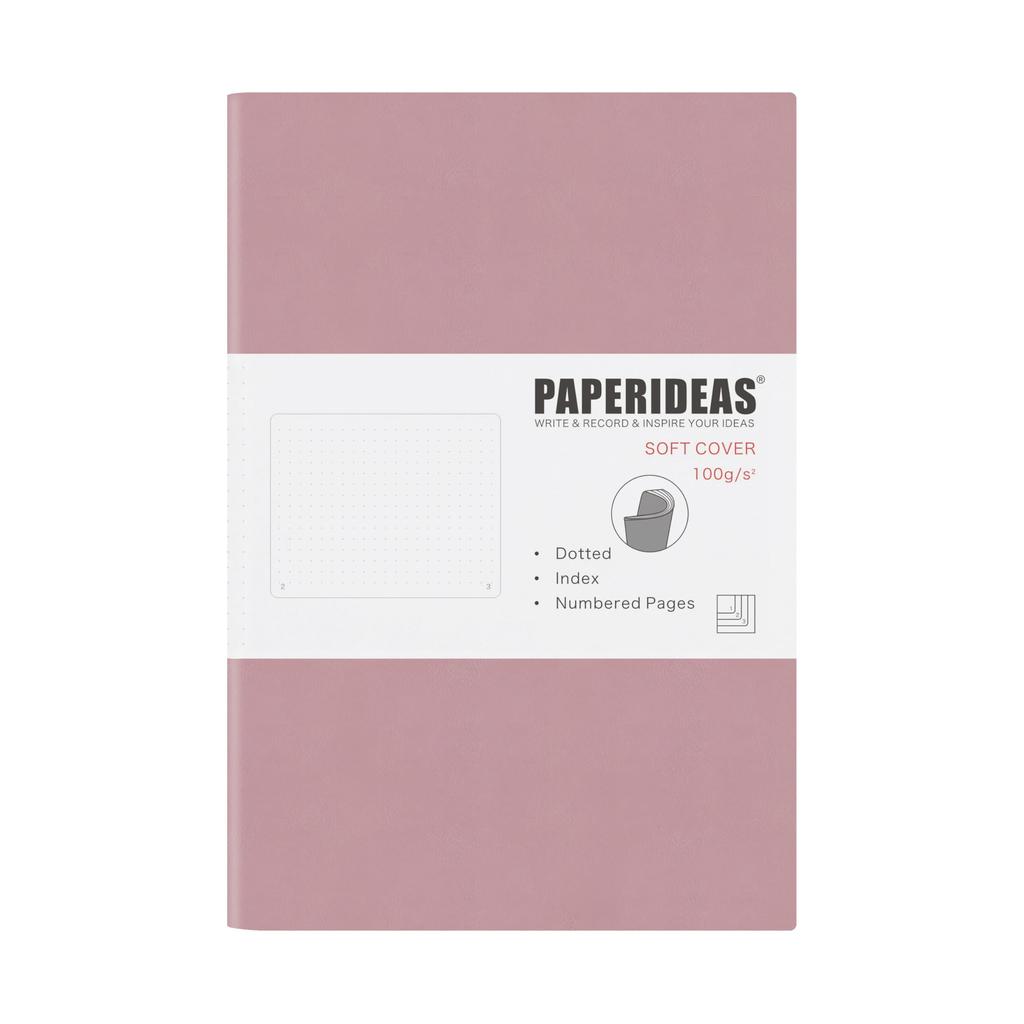 PAPERIDEAS A5 Soft Table of and Page New Morandi Colors Frozen Notebook, Cover, Lightweight, 180° Opening, Contents, Numbers, (Dot, Berry)