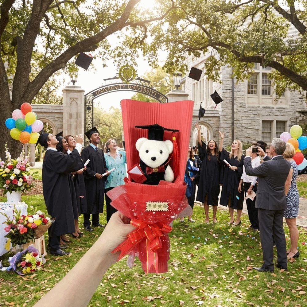 Simulated Graduation Bear Bouquet Lovely Stuffed Simulated Bear Plush Toy Bouquet  Birthday