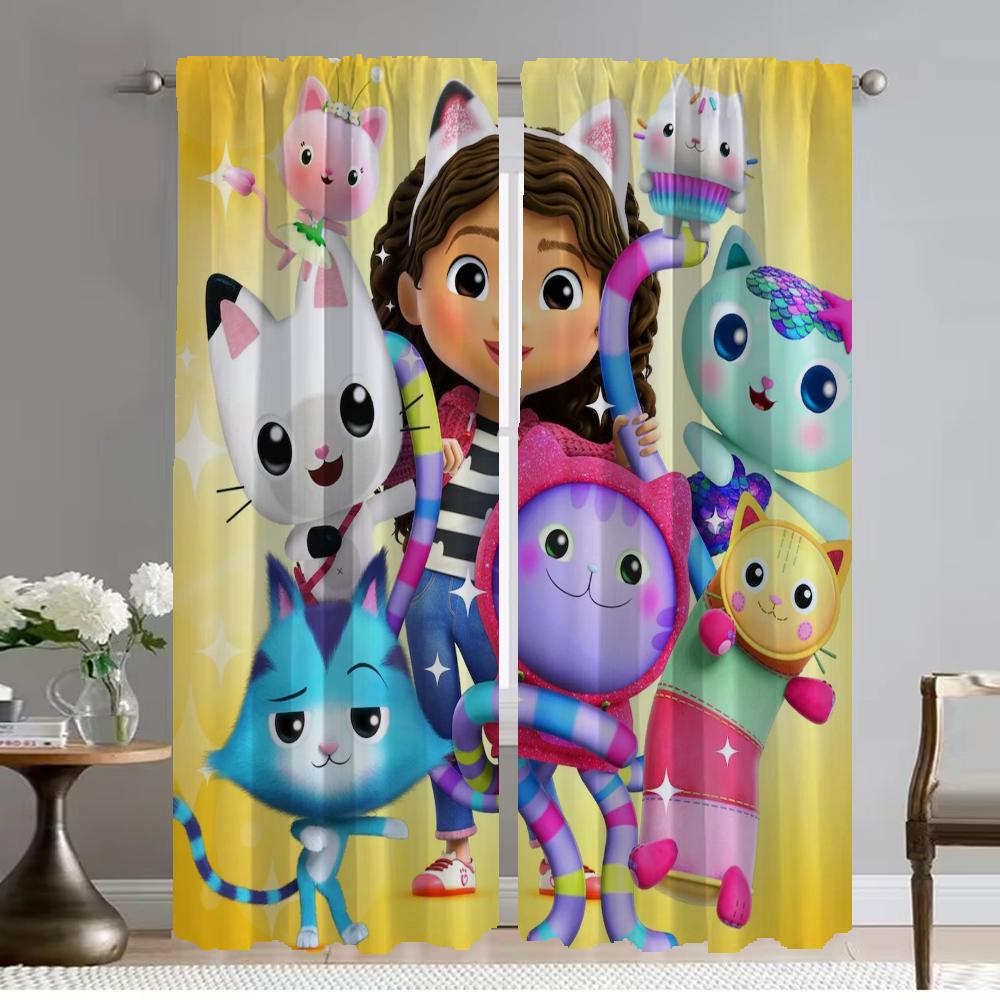Gabbys Dollhouse Anti-mosquito Curtains for Living Room Curtain Halloween Decoration Home Interior Curtains 2 Pieces Partition