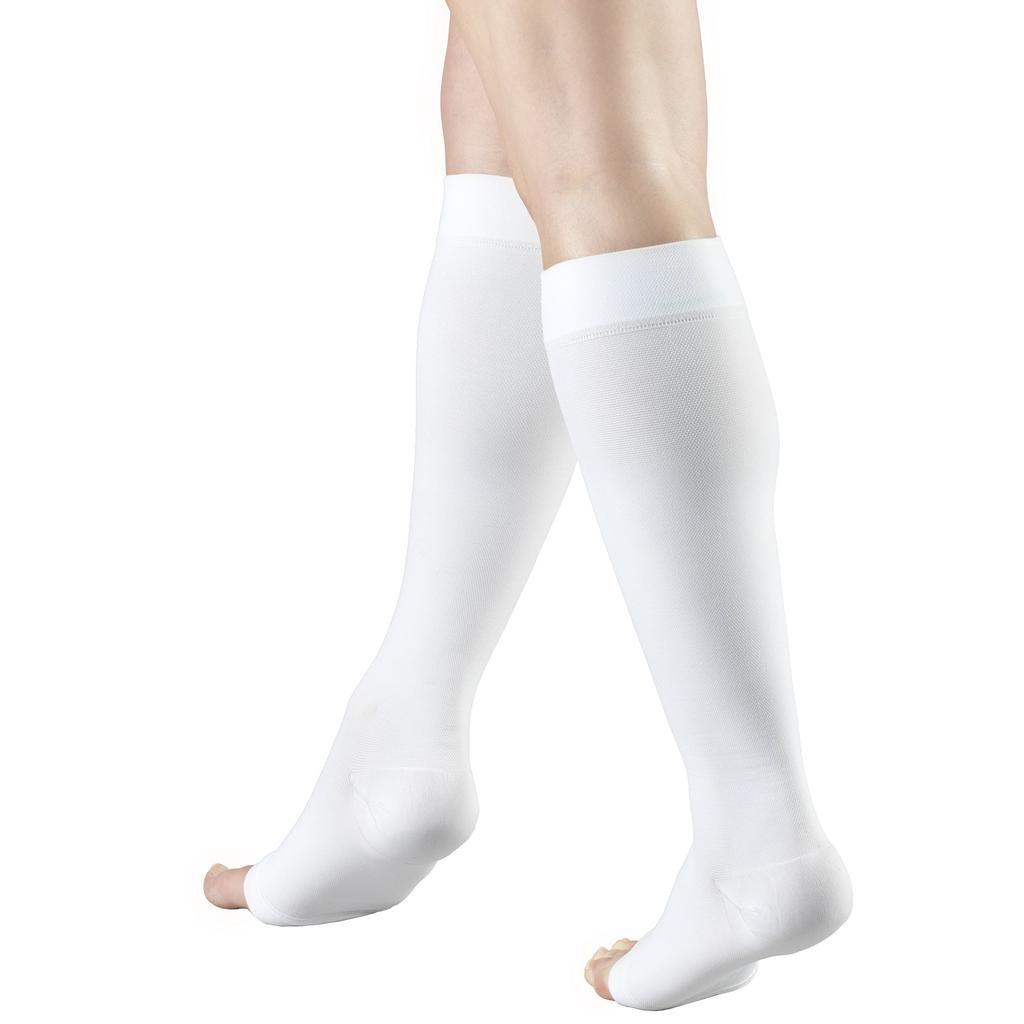 Truform mmHg Compression Open XL 30-40 Stockings, Unisex, Knee-Length, Toe, White,