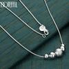 925 Sterling Silver Snake Chain Five-Bead Necklace Wedding Jewelry
