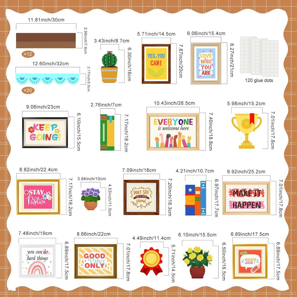 LioNergy Motivational Quotes Classroom Bulletin Board Kit Positive Mindset helves Bulletin Board Decoration piration Poster Cutouts Wall Door Décor