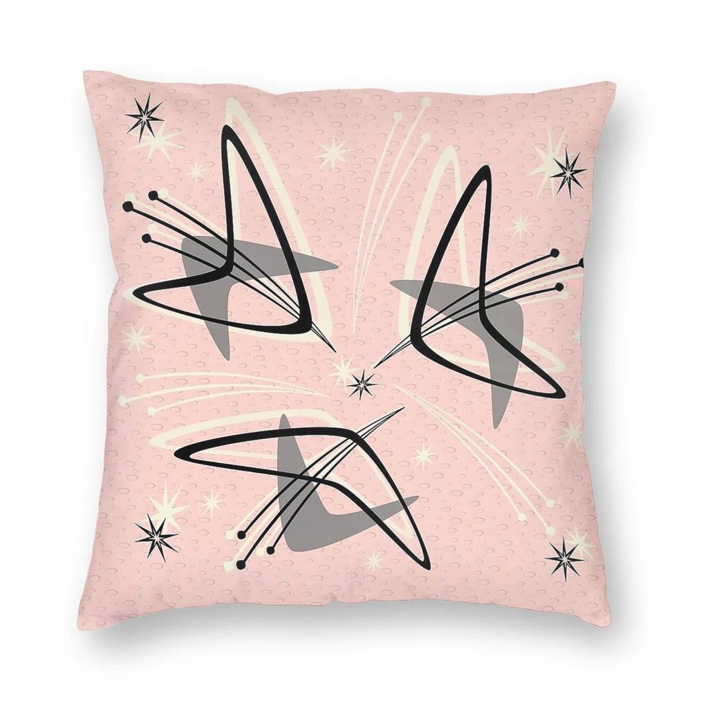 Atomic Boomerangs Lunar Pink Square Pillowcase Polyester Linen Velvet Pattern Decorative Throw Pillow Home Cushion Cover