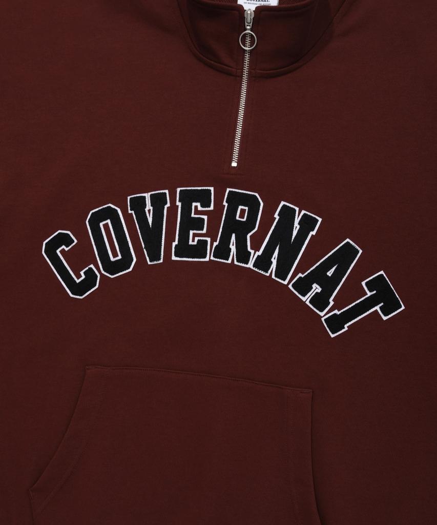 COVERNAT Arch Logo Half Zip Sweatshirt Deep Red