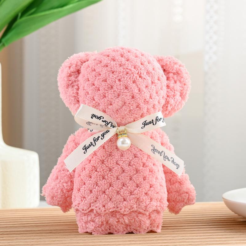 Coral Fleece Pineapple Grid Little Bear Towel - 30*30, Party Favor Gift