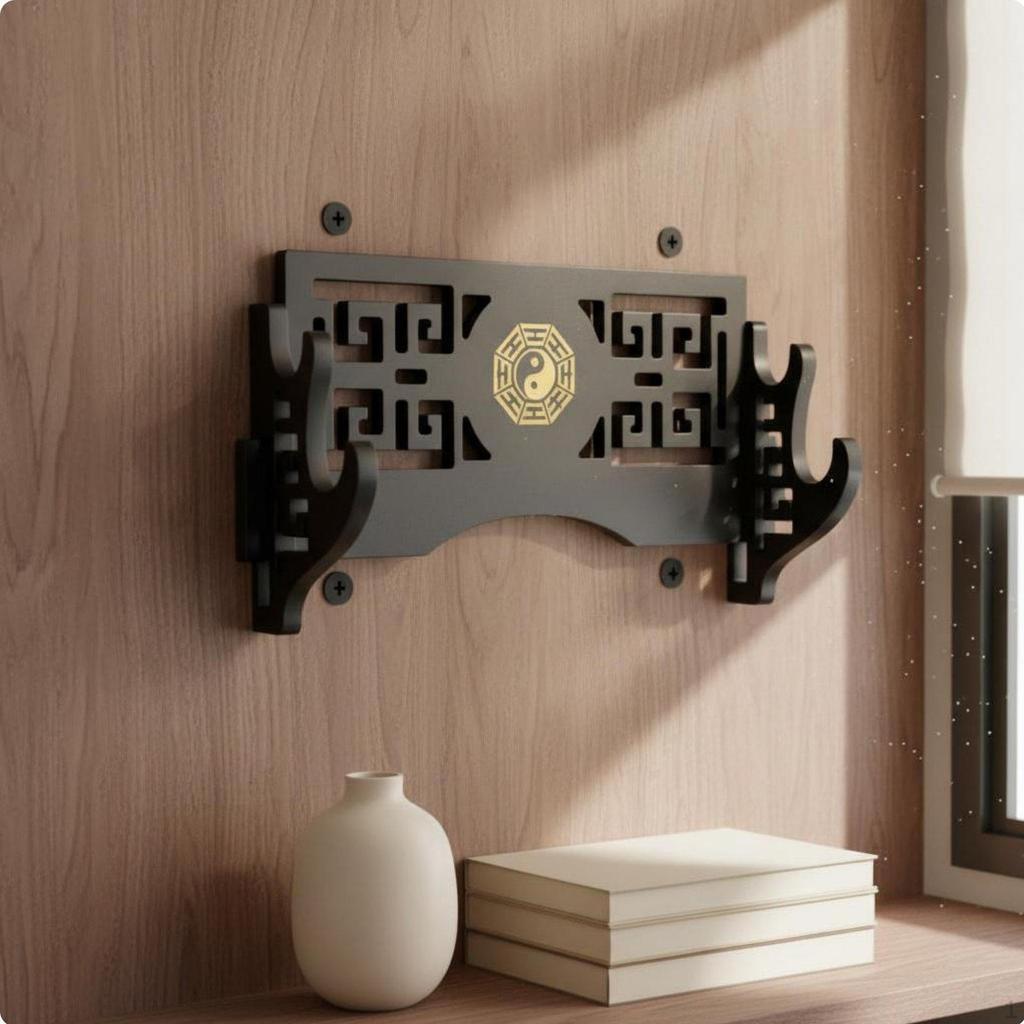 Chinese Design Rack Tai YinYang Bagua Pattern Wall Mounted Classical Mount for