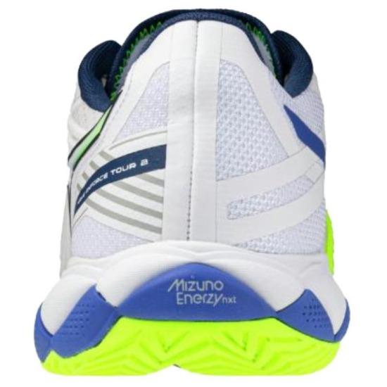 Mizuno Wave Enforce Tour 2 Ac Comfortable Fit Low Top Tennis Shoes Unisex Sneakers White Blue Yellow 61GA260020