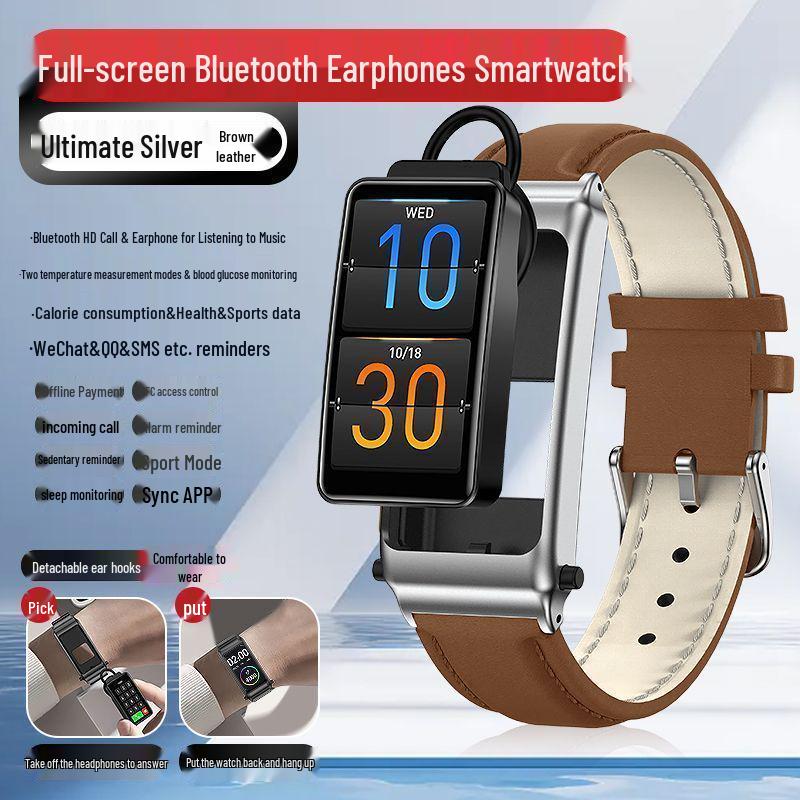 NFC Smart Bracelet with Bluetooth Earphones & Call Function, Two-in-One Smartwatch with Offline Payment Capability