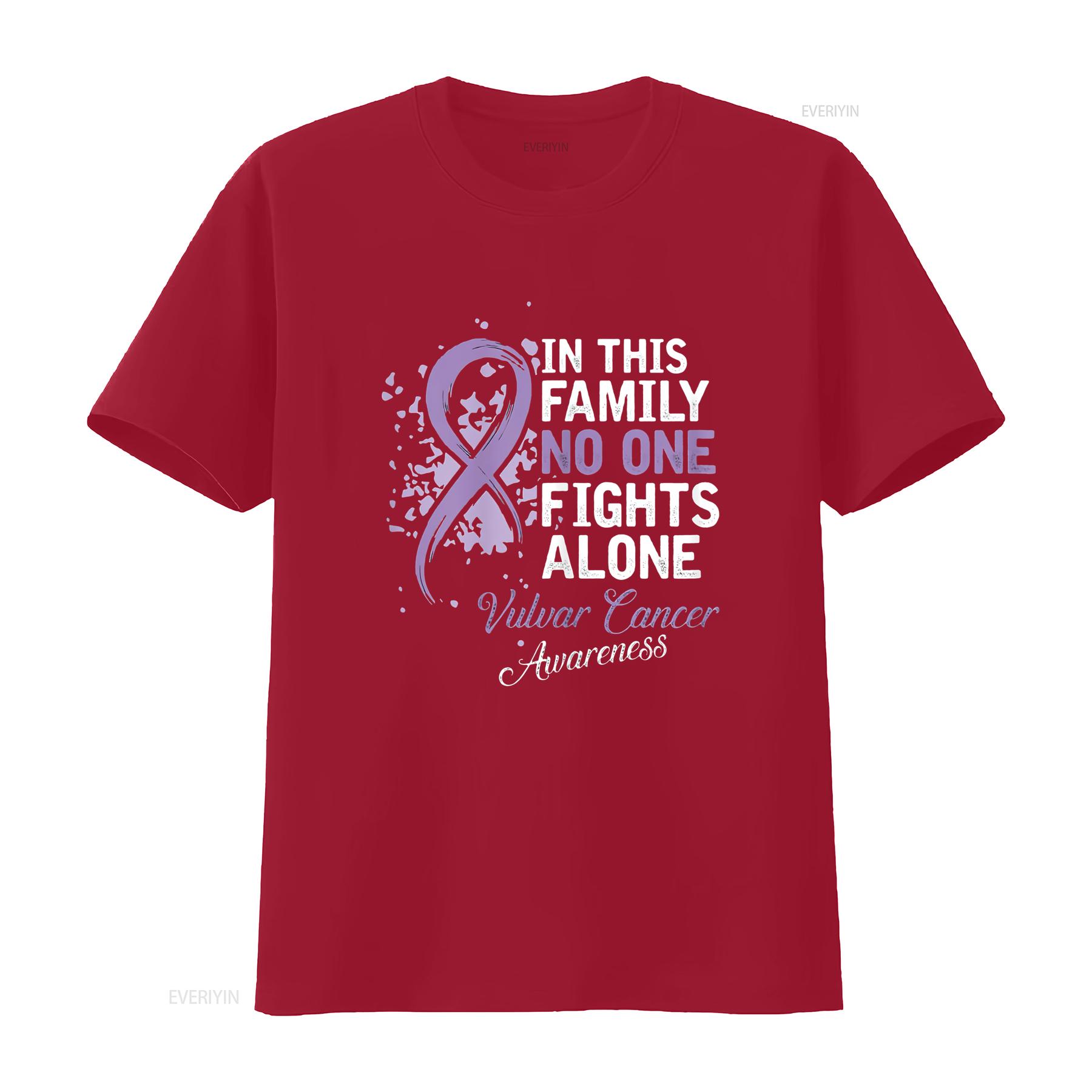 Womens In This Family No One Fights Alone T Shirt Vulvar Cancer Black vintage Washed Stretched Comfortable S