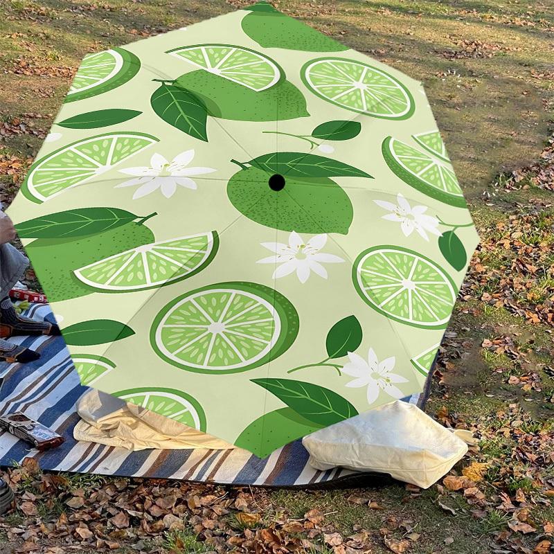 1PC Lime Flower Automatic Open/Close Umbrella with Windproof, 8-Rib Sturdy Canopy, Durable Ribs, Fashionable Design1299A