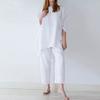 GMXIA Summer Women's Cotton and Linen Two-piece Set, Fashionable and Elegant, Casual and Loose Suit