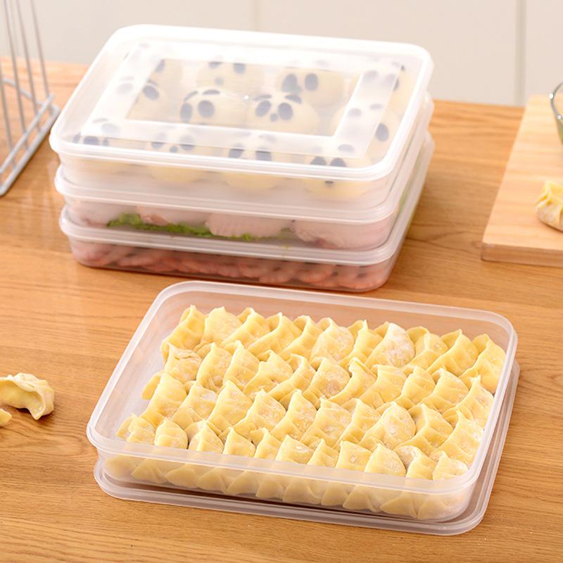 Kitchen Storage Box Refrigerator Organizer Transparent Food Containers Tray For Dumpling Fruits Vegetables Meat Cake