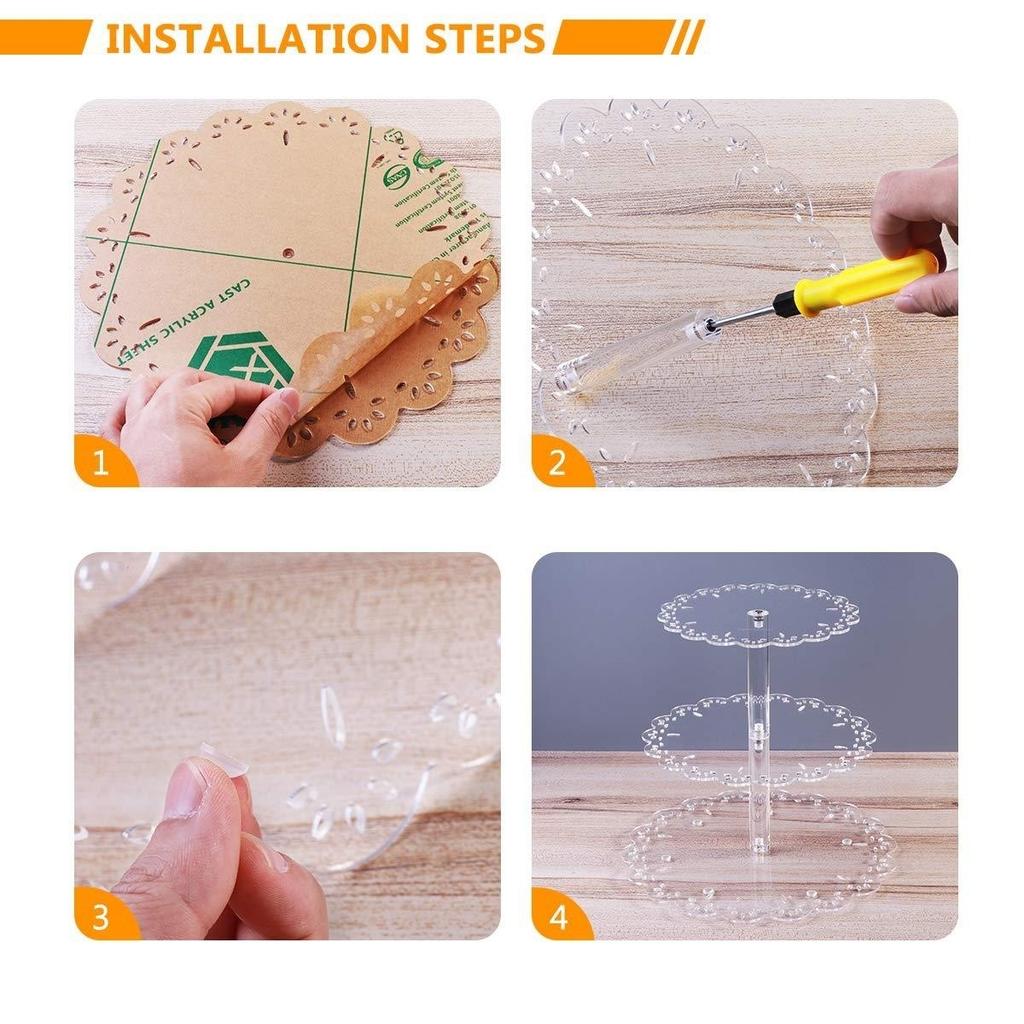 3-layer/Set Flower Shaped Cake Rack Durable Non-slip Acrylic Pastry Dessert Rack Baby Shower Wedding Birthday Party