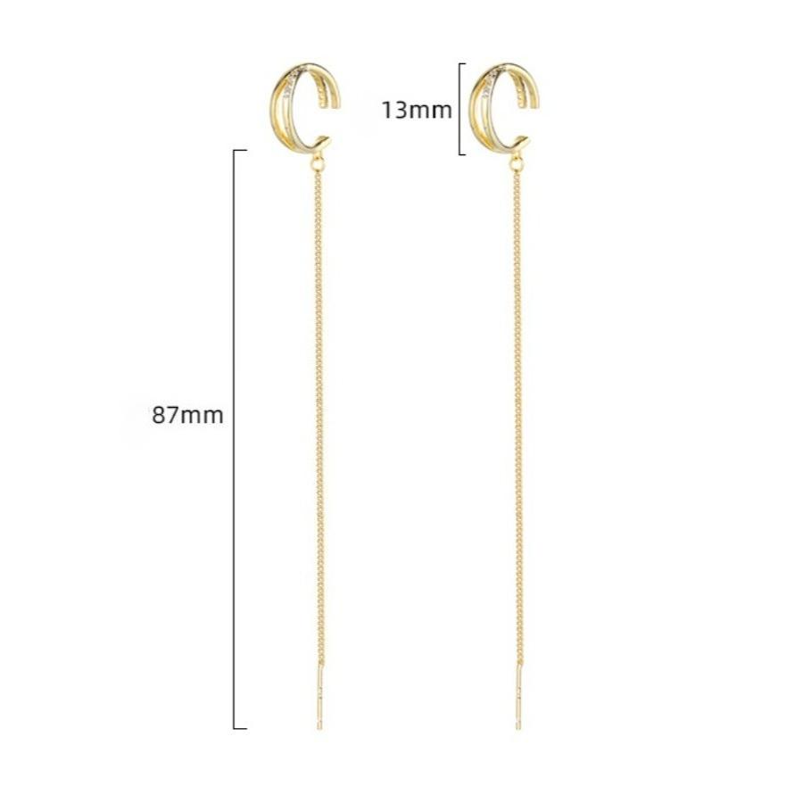 2pcs Set Women's Fashion Pendant Earrings, Long Tassel Lightweight Drop Earrings, Inlaid with Synthetic Synthetic Zirconia